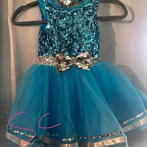 Weissman Teal Sequin Kids Dance Costume